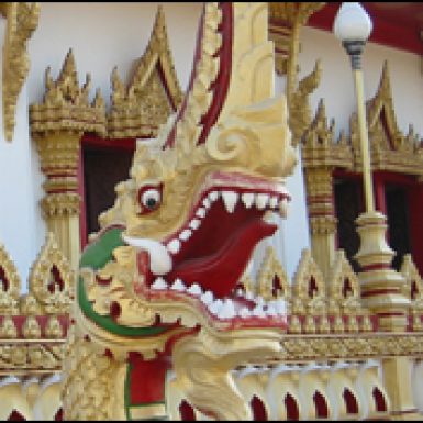 Carved dragon detail in the restaurant